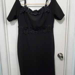 Black cold shoulder cocktail dress